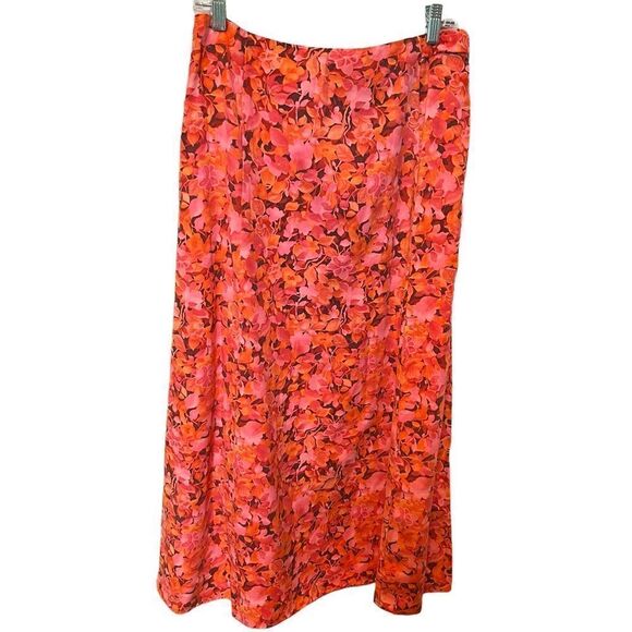 Talbots NWT skirt Maxi Size 8 Beautiful pink orange and brown floral side zip - Picture 3 of 11